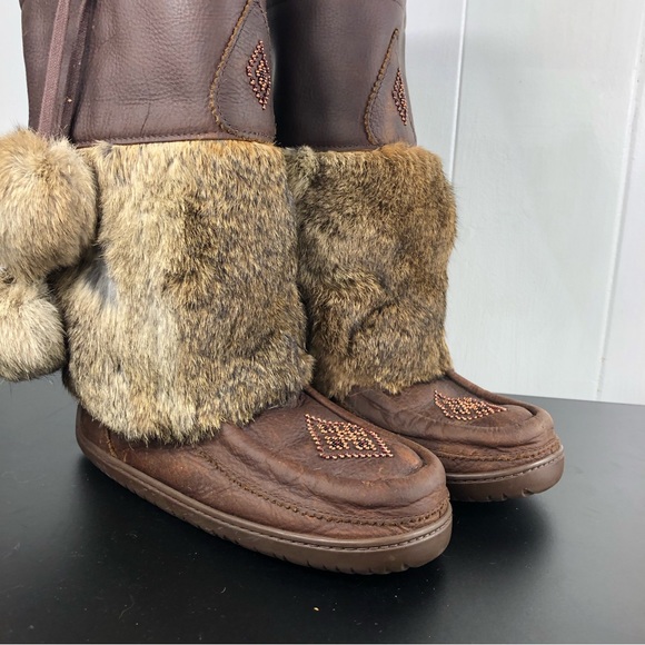 Genuine Leather Sheepskin Lined Fur Winter Boots Sz 8 - Picture 2 of 12